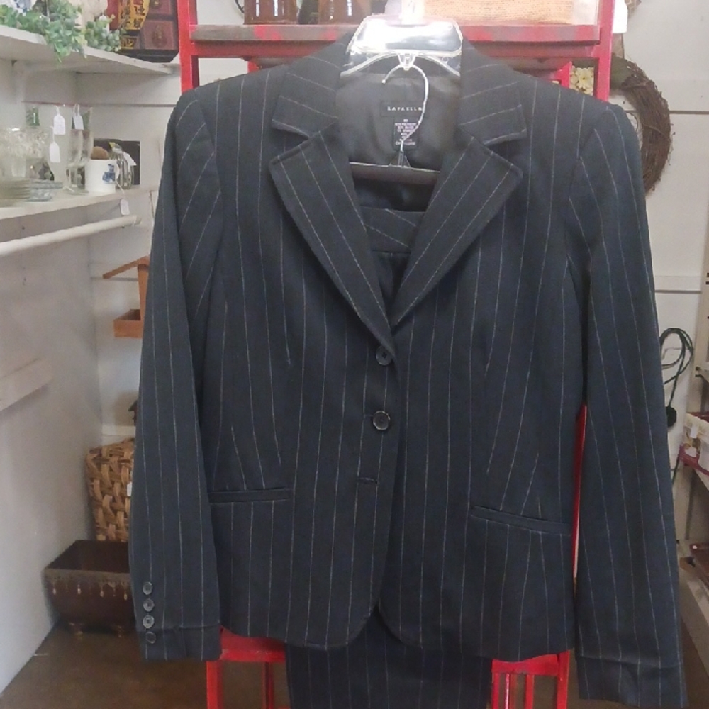Black Tailored Pantsuit with Notched Lapels